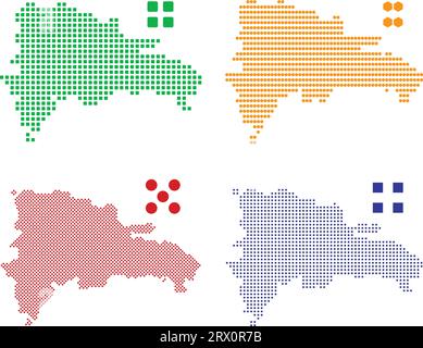 La carte de pays d'illustration vectorielle éditable en couches de la Dominique, qui contient quatre versions de pixels différents, peut être utilisée comme arrière-plan ou matériau. Illustration de Vecteur