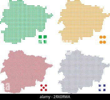 La carte de pays d'Andorre à illustration vectorielle éditable en couches, qui contient quatre versions de pixels différents, peut être utilisée comme arrière-plan ou matériau. Illustration de Vecteur