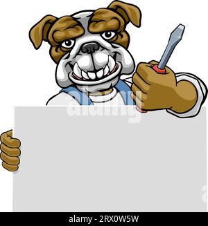 Outil de tournevis pour chien Bulldog d'électricien Handyman Illustration de Vecteur