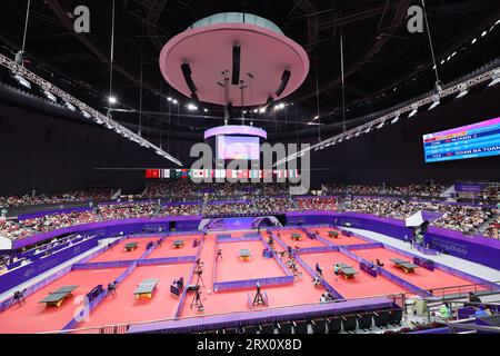 Hangzhou, Chine. 22 septembre 2023. Vue générale tennis de table : au Gongshu Canal Sports Park Gymnasium pendant les Jeux asiatiques de Chine Hangzhou 2022 à Hangzhou, Chine . Crédit : Naoki Morita/AFLO SPORT/Alamy Live News Banque D'Images