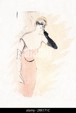 Yvette Guilbert in Columbine estampe Pierrot de Henri de Toulouse-Lautrec. Original de Minneapolis Institute of Art Banque D'Images