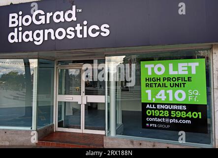Fermé Biograd Diagnostics Outlet, testeur RT-PCR, libéré en 1, Market Gate, centre-ville de Warrington, Cheshire, Angleterre, Royaume-Uni, WA1 2QN Banque D'Images