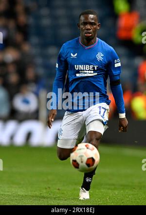 Glasgow, Royaume-Uni. 21 septembre 2023. Rabbi Matondo des Rangers lors du match de l'UEFA Europa League au stade Ibrox, Glasgow. Le crédit photo devrait se lire : Neil Hanna/Sportimage crédit : Sportimage Ltd/Alamy Live News Banque D'Images