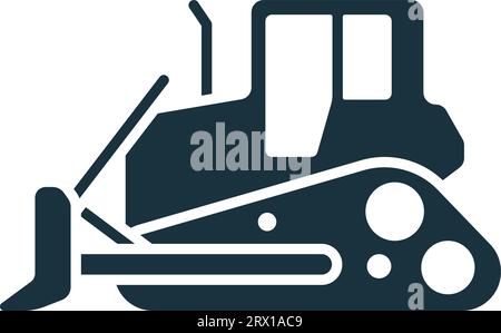 Icône de bulldozer. Panneau simple monochrome de la collection transport. Icône bulldozer pour logo, modèles, conception web et infographie. Illustration de Vecteur