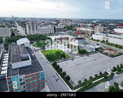 Une vue aérienne du paysage urbain de Detroit, Michigan, USA Banque D'Images
