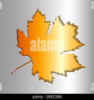 Logo d'automne sur un fond argenté, feuille orange dans le style de coupe de papier. Le concept d'écologie verte, logo d'automne, feuille d'érable, écologie propre, respectueux de l'environnement Illustration de Vecteur