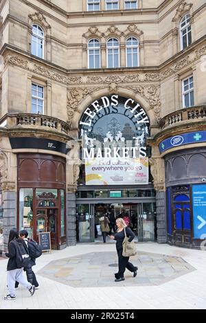 Entrée aux marchés de Leeds City, Kirkgate, Leeds Banque D'Images
