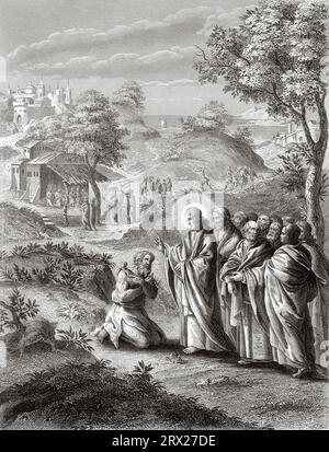 Christ guérissant les lépreux à Capernaum, Mark I. Illustration de la vie de notre Seigneur Jésus Christ écrite par les quatre évangélistes, 1853 Banque D'Images