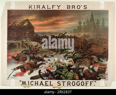 Chromolithographie, 'Kiralfy Bro's Michael Strogoff'. DL*60.3034. Collection Peters Prints. Banque D'Images