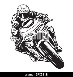 Croquis de motocycliste dessin à la main Vector compétition sportive Illustration de Vecteur