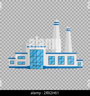 Bâtiment d'usine dans le style plat isolé sur illustration vectorielle de fond transparent. La production végétale de marchandises et diverses productions, un sym Illustration de Vecteur
