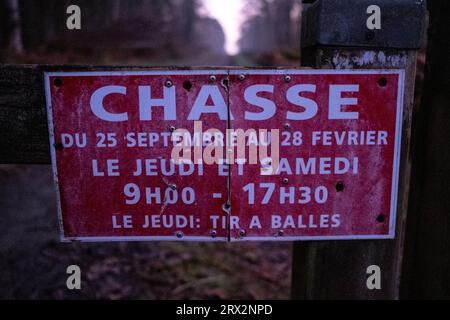 France, Bretagne, Sainte-Hélène le 2021-12-21. La forêt domaniale de Coetquen au lever du soleil à la fin de l'automne. Photographie de Martin Bertrand. France, Bretagne, Banque D'Images