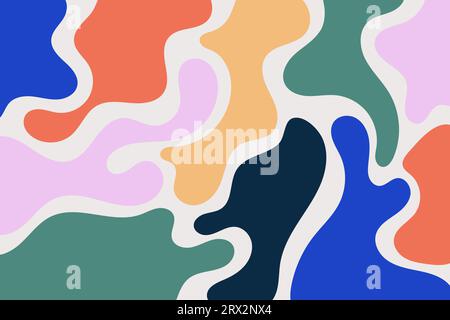 Fond liquide groovy abstrait. Design vectoriel coloré cool. Toile de fond esthétique tendance avec des formes organiques fluides. Texture funky dans le style rétro des années 70 Illustration de Vecteur