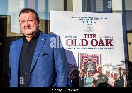 L'acteur principal Dave Turner à la première britannique de The Old Oak, Gala Theatre and Cinema, Durham Royaume-Uni. 21/9/2023. Photographie : Stuart Boulton Banque D'Images