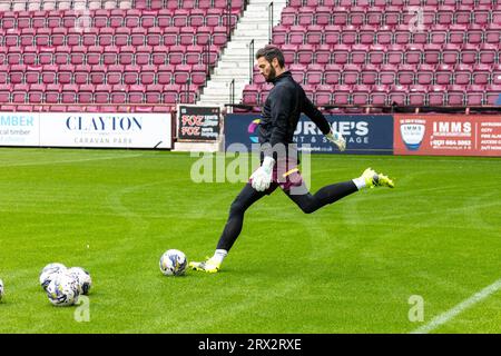 Edimbourg, Royaume-Uni. 22 septembre 2023. Edimbourg. Écosse. Tynecastle Park 22 septembre 2023 le gardien de but Craig Gordon est de retour à l'entraînement après sa double pause de jambe (crédit photo : David Mollison/Alamy Live News Banque D'Images