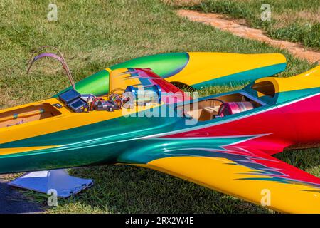 Mountain City, Tennessee : 26 août 2023 : gros plan de radio Control jet, pendant le Jet Precision Aerobatic National Championship à Mountain City A. Banque D'Images