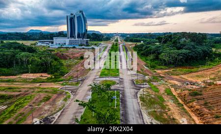 Aérien de la future capitale Ciudad de la Paz, Rio muni, Guinée équatoriale, Afrique Banque D'Images