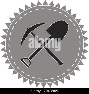 logo icône digger, pick pelle, trésor des chercheurs, vecteur Illustration de Vecteur