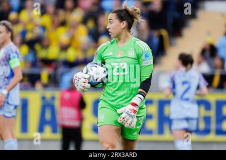 Gothenburg, Suède. 22 septembre 2023. La gardienne espagnole Catalina Coll en action lors du match de football de l'UEFA Women's Nations League (Ligue A, Groupe A4) entre la Suède et l'Espagne au Gamla Ullevi à Gothenburg, Suède, le 22 septembre 2023.photo : Adam Ihse/TT/code 9200 crédit : TT News Agency/Alamy Live News News News Banque D'Images