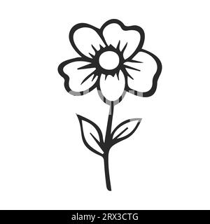 Illustration vectorielle dessinée à la main de fleur. Élément de conception de logo sur blanc. Icône Doodle Illustration de Vecteur