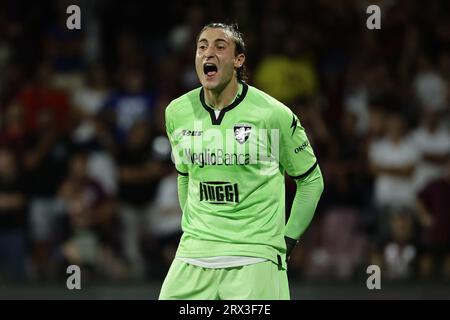 Salerne, Italie. 25 août 2023. Stefano Turati de Frosinone lors du match de football Serie A entre l'US Salernitana et Frosinone Calcio au stade Arechi de Salerne (Italie), le 22 septembre 2023. Crédit : Insidefoto di andrea staccioli/Alamy Live News Banque D'Images