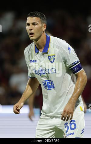 Salerne, Italie. 25 août 2023. Luca Mazzitelli de Frosinone lors du match de football Serie A entre l'US Salernitana et Frosinone Calcio au stade Arechi de Salerne (Italie), le 22 septembre 2023. Crédit : Insidefoto di andrea staccioli/Alamy Live News Banque D'Images