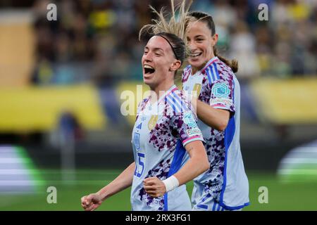 Gothenburg, Suède. 22 septembre 2023. L'espagnole Eva Navarro célèbre les buts lors du match de football de l'UEFA Women's Nations League (Ligue A, Groupe A4) entre la Suède et l'Espagne au Gamla Ullevi à Gothenburg, Suède, le 22 septembre 2023.photo : Adam Ihse/TT/code 9200 crédit : TT News Agency/Alamy Live News Banque D'Images