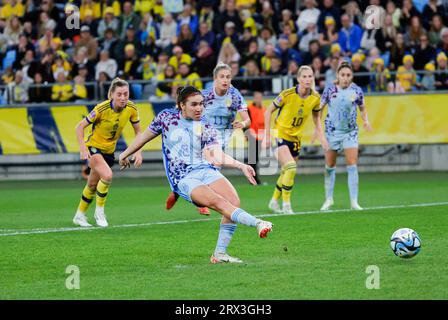 Gothenburg, Suède. 22 septembre 2023. L'espagnole Mariona Caldentey marque un penalty lors du match de football de l'UEFA Women's Nations League (Ligue A, Groupe A4) entre la Suède et l'Espagne au Gamla Ullevi à Gothenburg, Suède, le 22 septembre 2023.photo : Adam Ihse/TT/code 9200 crédit : TT News Agency/Alamy Live News News News Banque D'Images