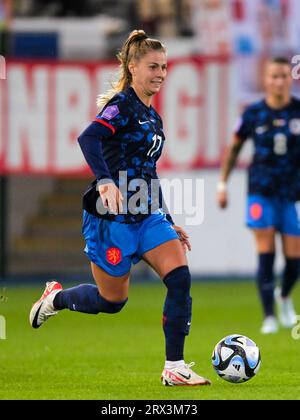 LEUVEN - Victoria Pelova de Hollande lors du match féminin de l'UEFA Nations League entre la Belgique et les pays-Bas au stade Den Dreef le 22 septembre 2023 à Leuven, Belgique. ANP GERRIT VAN COLOGNE Banque D'Images