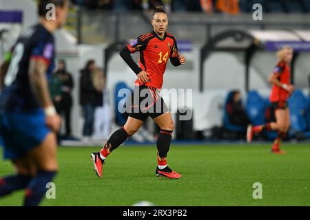 Heverlee, Belgique. 22 septembre 2023. La Belge Jassina Blom photographiée en action lors d'un match entre l'équipe nationale féminine de Belgique les Red Flames et les pays-Bas, match 1/6 de la compétition 2023¿24 UEFA Women's Nations League, le vendredi 22 septembre 2023, à Heverlee. BELGA PHOTO DAVID CATRY crédit : Belga News Agency/Alamy Live News Banque D'Images