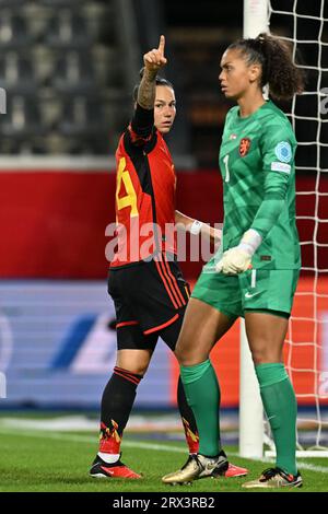 Heverlee, Belgique. 22 septembre 2023. La Belge Jassina Blom photographiée lors d'un match entre l'équipe nationale féminine de Belgique les Red Flames et les pays-Bas, match 1/6 de la compétition de la Ligue des Nations féminine de l'UEFA 2023¿24, le vendredi 22 septembre 2023, à Heverlee. BELGA PHOTO DAVID CATRY crédit : Belga News Agency/Alamy Live News Banque D'Images