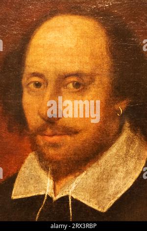 Angleterre, Londres, Portrait de William Shakespeare (1564-1616) alias le Portrait Chandos daté de 1610 par John Taylor Banque D'Images