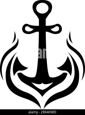 Tatouage de navire d'ancre, illustration, vecteur sur un fond blanc. Illustration de Vecteur