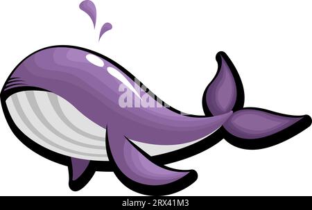 Tatouage de baleine violette , illustration, vecteur sur fond blanc. Illustration de Vecteur