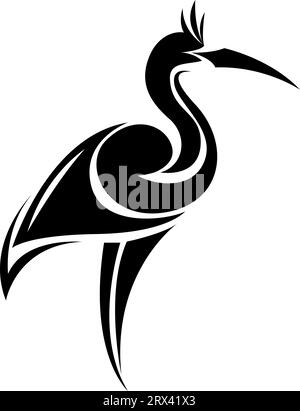 Tatouage d'oiseau de cigogne, illustration de tatouage, vecteur sur un fond blanc. Illustration de Vecteur