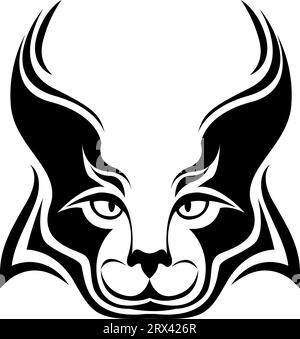 Tatouage de tête Lynx, illustration de tatouage, vecteur sur fond blanc. Illustration de Vecteur