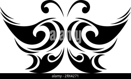 Tatouage abstrait papillon, illustration de tatouage, vecteur sur fond blanc. Illustration de Vecteur