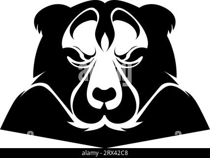 Tatouage de tête d'ours en colère, illustration de tatouage, vecteur sur un fond blanc. Illustration de Vecteur