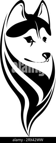 Tatouage de visage de loup, illustration de tatouage, vecteur sur un fond blanc. Illustration de Vecteur