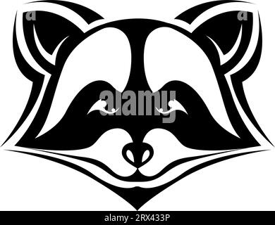 Tatouage de tête de raton laveur, illustration de tatouage, vecteur sur un fond blanc. Illustration de Vecteur