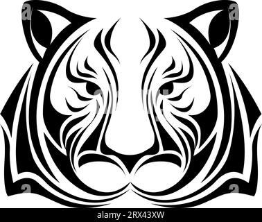 Tatouage de tête de tigre, illustration de tatouage, vecteur sur un fond blanc. Illustration de Vecteur