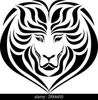 Tatouage de tête de lion, illustration de tatouage, vecteur sur un fond blanc. Illustration de Vecteur