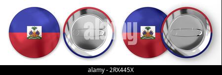 Haïti - badges ronds avec drapeau du pays sur fond blanc - illustration 3D. Banque D'Images