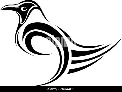 Tatouage d'oiseau de corbeau, illustration de tatouage, vecteur sur un fond blanc. Illustration de Vecteur