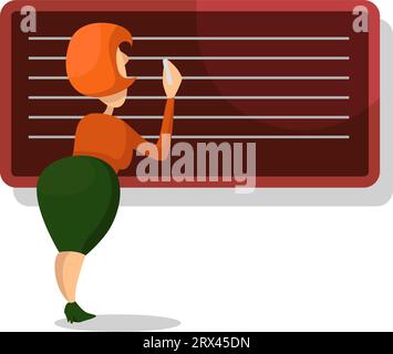 Enseignant écrivant sur un panneau vert, illustration, vecteur sur fond blanc. Illustration de Vecteur