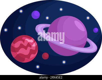 Planètes dans l'espace, illustration, vecteur sur fond blanc. Illustration de Vecteur