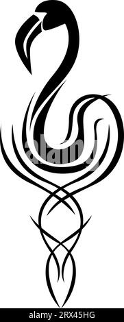 Tatouage d'oiseau Flamingo, illustration de tatouage, vecteur sur un fond blanc. Illustration de Vecteur