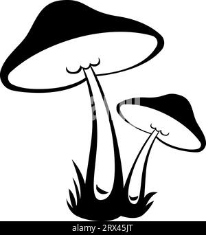 Tatouage de champignons de la forêt, illustration de tatouage, vecteur sur un fond blanc. Illustration de Vecteur