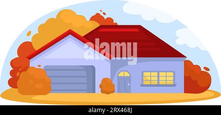 Belle maison en automne, illustration, vecteur sur fond blanc. Illustration de Vecteur