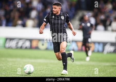 Helsinki, Finlande. 21 septembre 2023. La Taison de PAOK en action lors d'un match entre Helsinki et PAOK. Match de la phase de groupes Europa Conference League entre le HJK Helsinki et le PAOK FC. Le match a fini 2-3. (Image de crédit : © Giannis Papanikos/ZUMA Press Wire) USAGE ÉDITORIAL SEULEMENT! Non destiné à UN USAGE commercial ! Banque D'Images